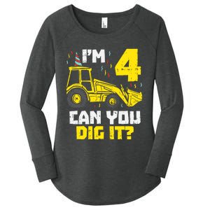 4 Can You Dig It Construction Truck 4th Birthday Boy Gift Women's Perfect Tri Tunic Long Sleeve Shirt