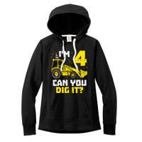 4 Can You Dig It Construction Truck 4th Birthday Boy Gift Women's Fleece Hoodie