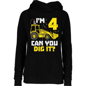 4 Can You Dig It Construction Truck 4th Birthday Boy Gift Womens Funnel Neck Pullover Hood