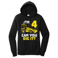 4 Can You Dig It Construction Truck 4th Birthday Boy Gift Women's Pullover Hoodie