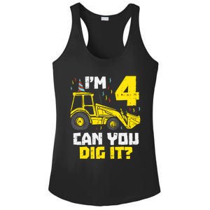 4 Can You Dig It Construction Truck 4th Birthday Boy Gift Ladies PosiCharge Competitor Racerback Tank