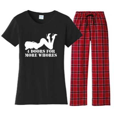 4 Doors For More Whores Funny Stripper Women's Flannel Pajama Set