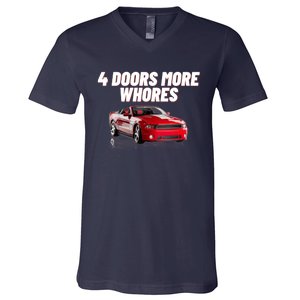 4 Doors More Whores Funny Car V-Neck T-Shirt