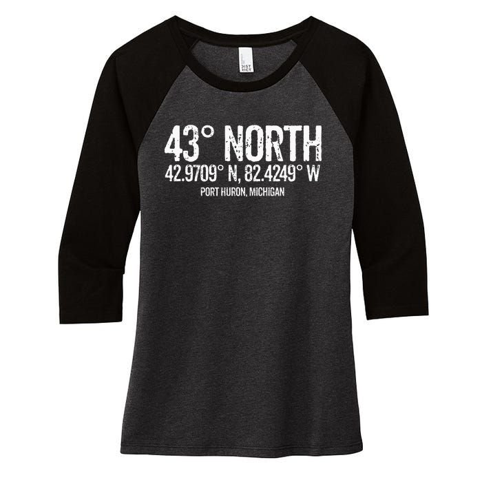 43 Degrees North Port Huron Women's Tri-Blend 3/4-Sleeve Raglan Shirt