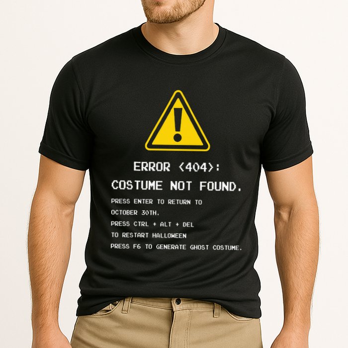 404 Error Costume Not Found Nerdy Geek Funny Computer Performance Shirt