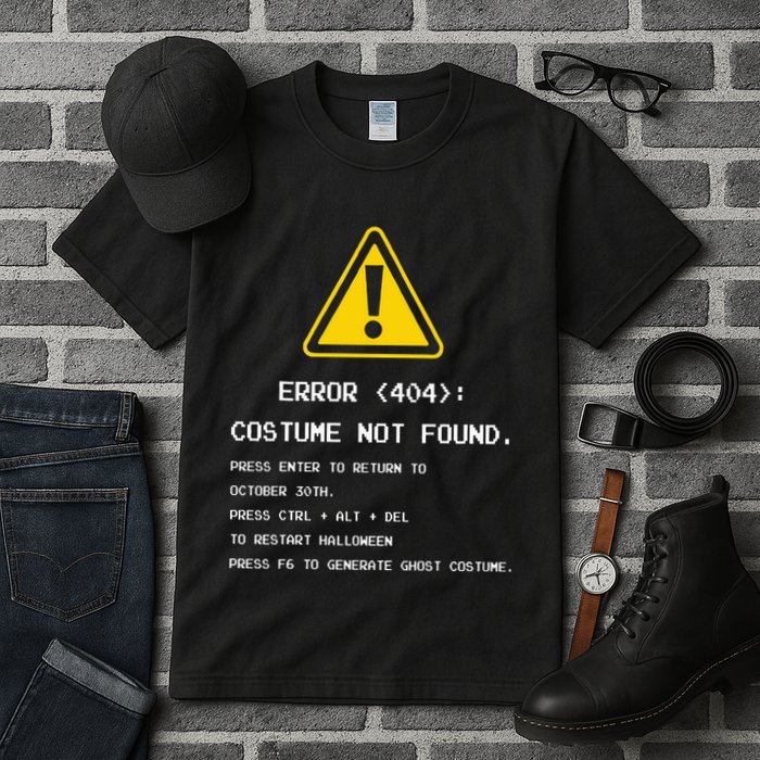 404 Error Costume Not Found Nerdy Geek Funny Computer Tall T-Shirt