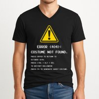404 Error Costume Not Found Nerdy Geek Funny Computer V-Neck T-Shirt