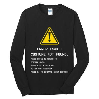 404 Error Costume Not Found Nerdy Geek Funny Computer Tall Long Sleeve T-Shirt