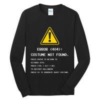 404 Error Costume Not Found Nerdy Geek Funny Computer Tall Long Sleeve T-Shirt