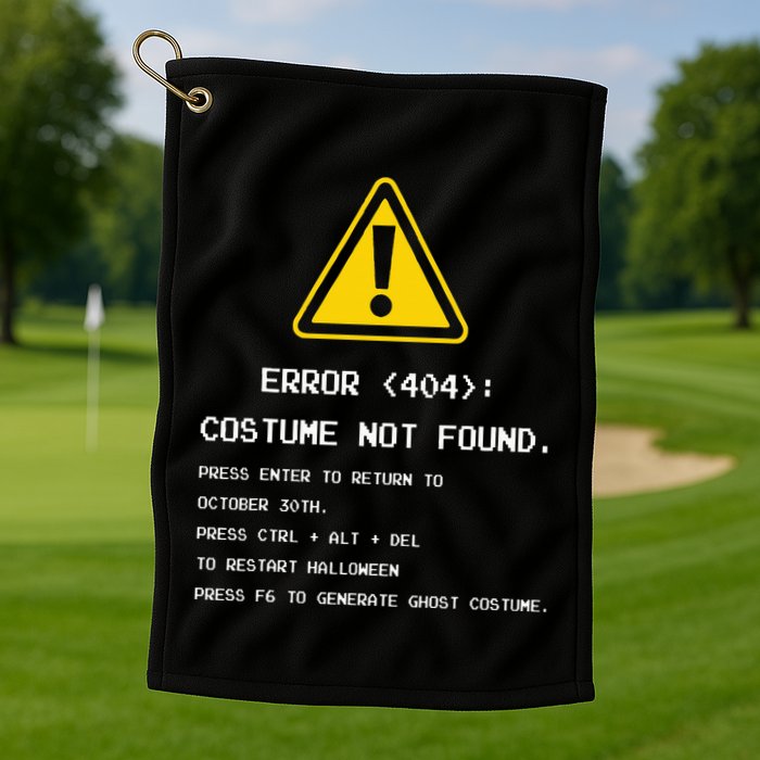 404 Error Costume Not Found Nerdy Geek Funny Computer Golf Towel