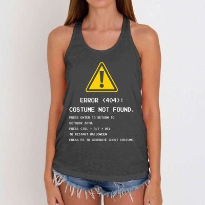 404 Error Costume Not Found Nerdy Geek Funny Computer Women's Knotted Racerback Tank