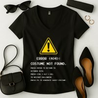 404 Error Costume Not Found Nerdy Geek Funny Computer Women's V-Neck T-Shirt