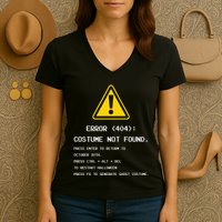 404 Error Costume Not Found Nerdy Geek Funny Computer Women's V-Neck T-Shirt