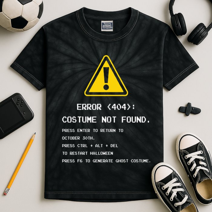 404 Error Costume Not Found Nerdy Geek Funny Computer Kids Tie-Dye T-Shirt