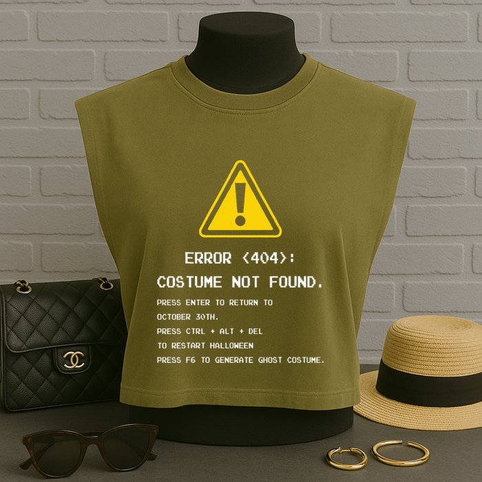 404 Error Costume Not Found Nerdy Geek Funny Computer Garment-Dyed Women's Muscle Tee