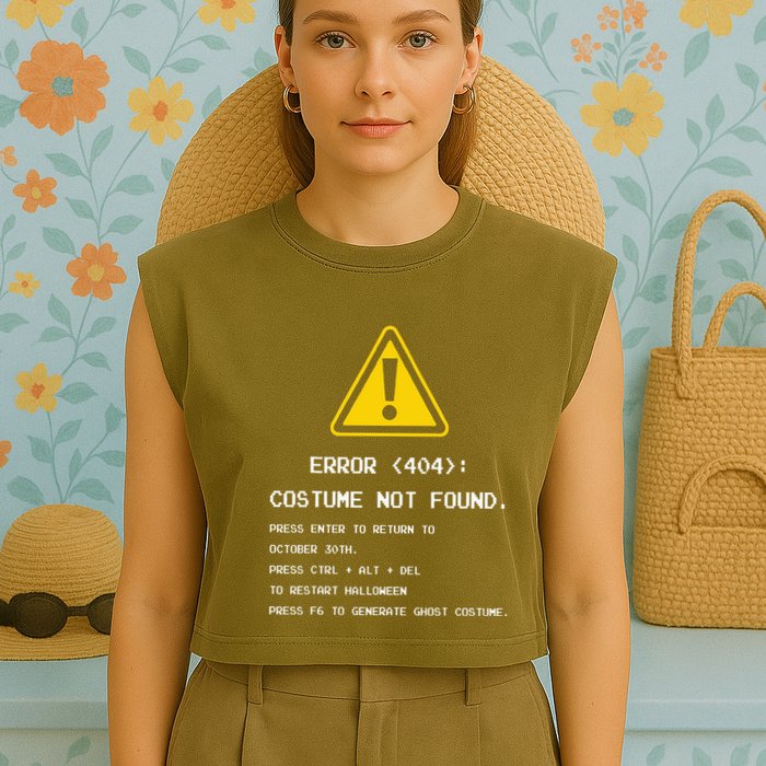 404 Error Costume Not Found Nerdy Geek Funny Computer Garment-Dyed Women's Muscle Tee