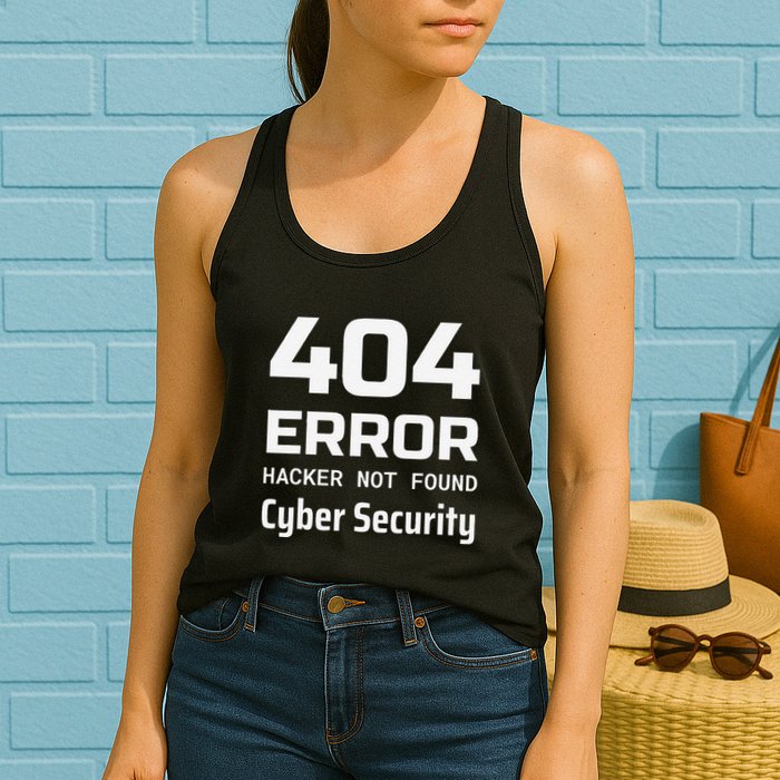 404 Error Hacker Not Found Cyber Security White Hat Hacker Women's Racerback Tank