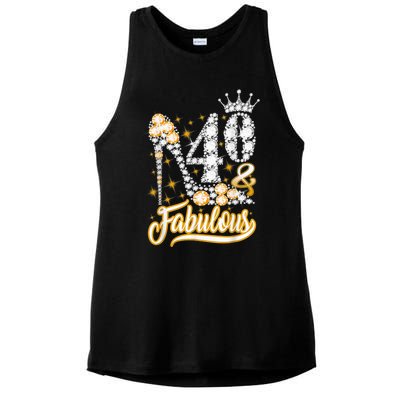 40 & Fabulous 40 Years Old 40th Birthday Diamond Crown Shoes Ladies PosiCharge Tri-Blend Wicking Tank