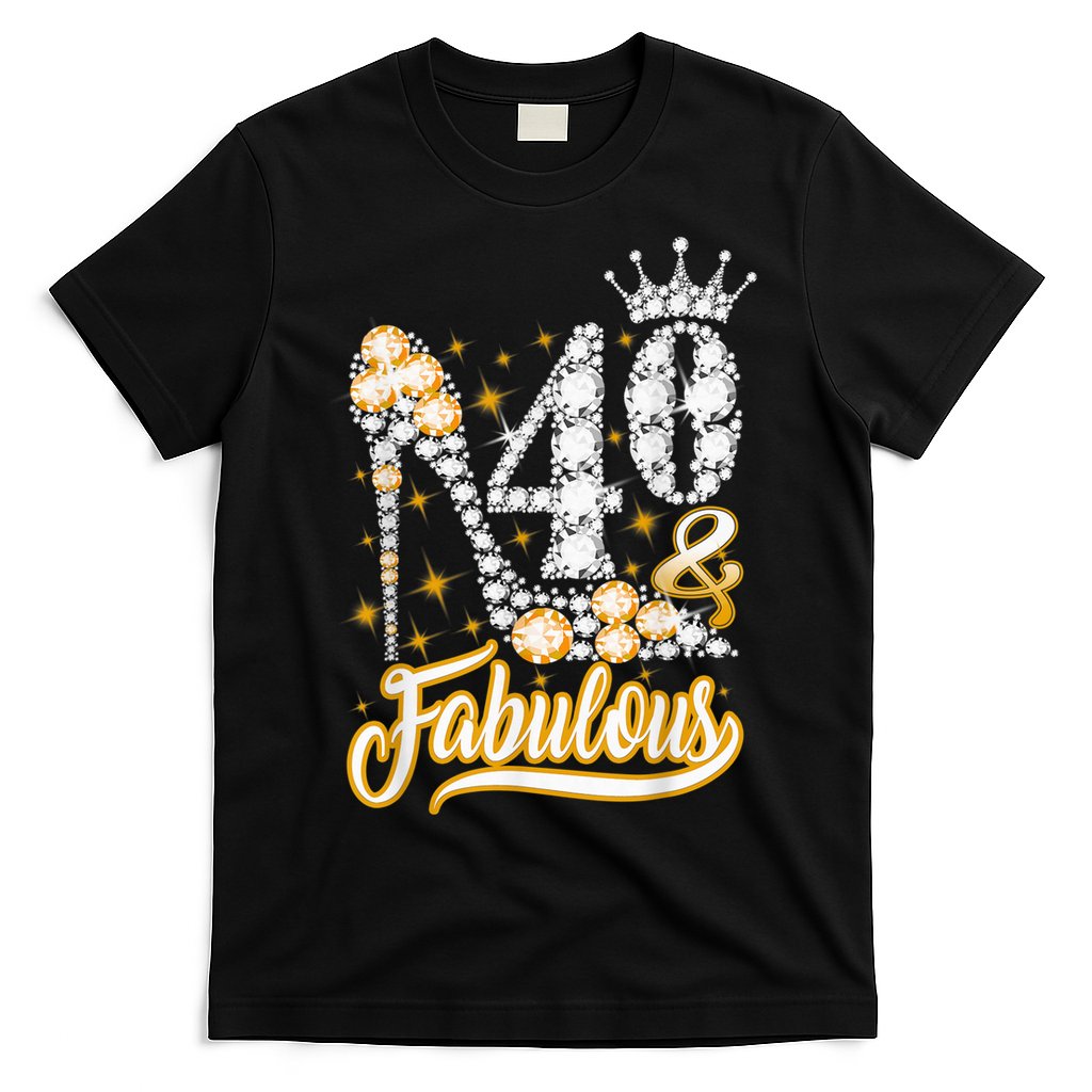 40 & Fabulous 40 Years Old 40th Birthday Diamond Crown Shoes T-Shirt