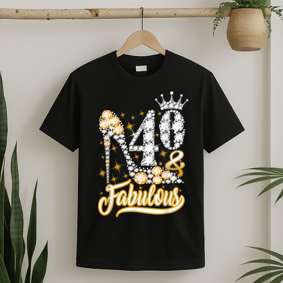40 & Fabulous 40 Years Old 40th Birthday Diamond Crown Shoes T-Shirt