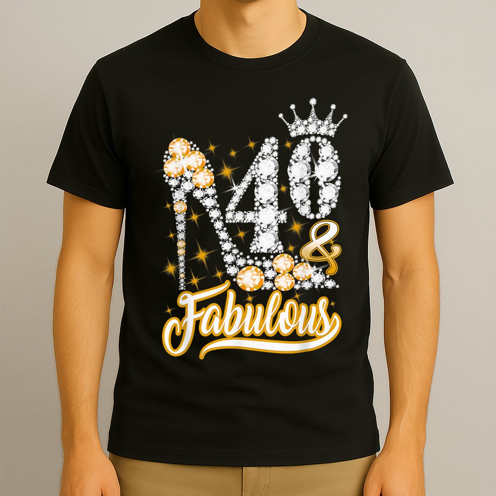 40 & Fabulous 40 Years Old 40th Birthday Diamond Crown Shoes T-Shirt