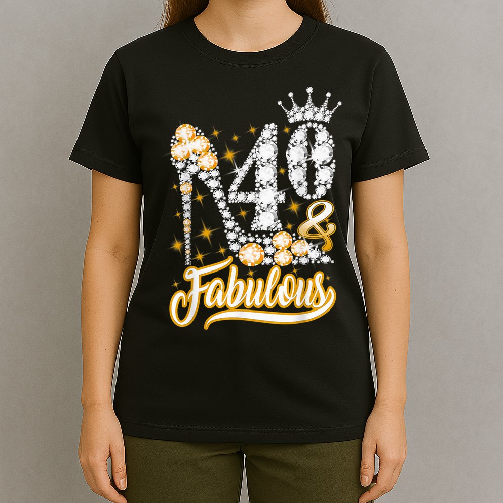 40 & Fabulous 40 Years Old 40th Birthday Diamond Crown Shoes T-Shirt