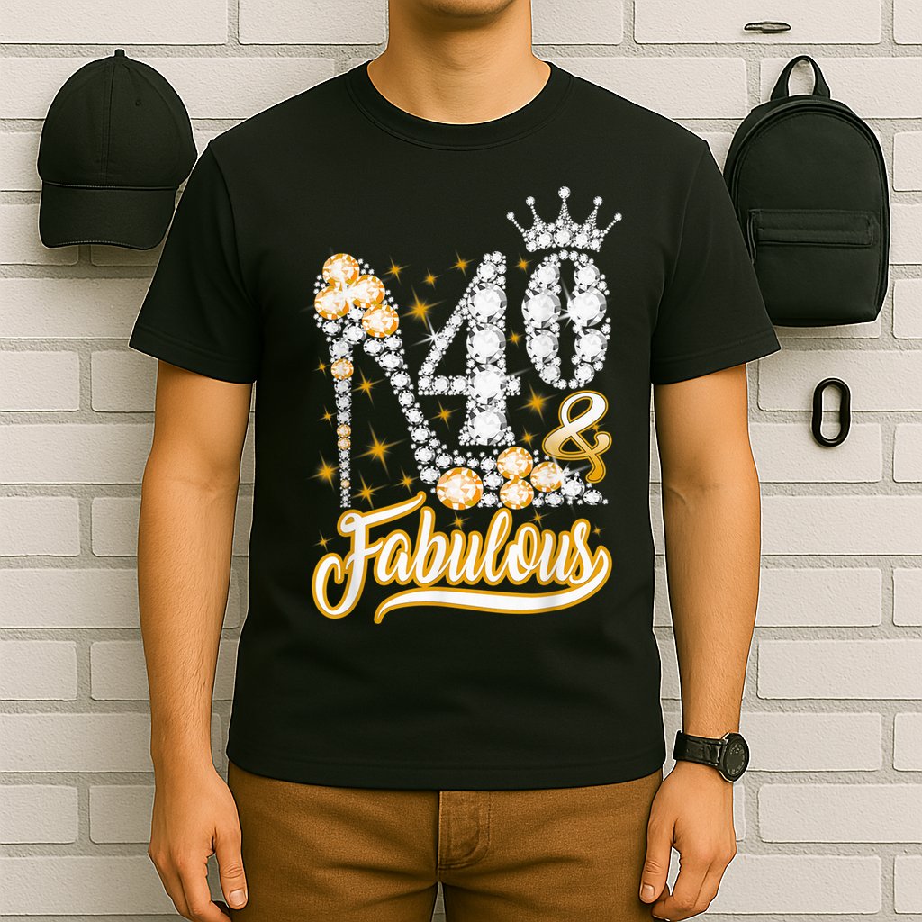 40 & Fabulous 40 Years Old 40th Birthday Diamond Crown Shoes T-Shirt
