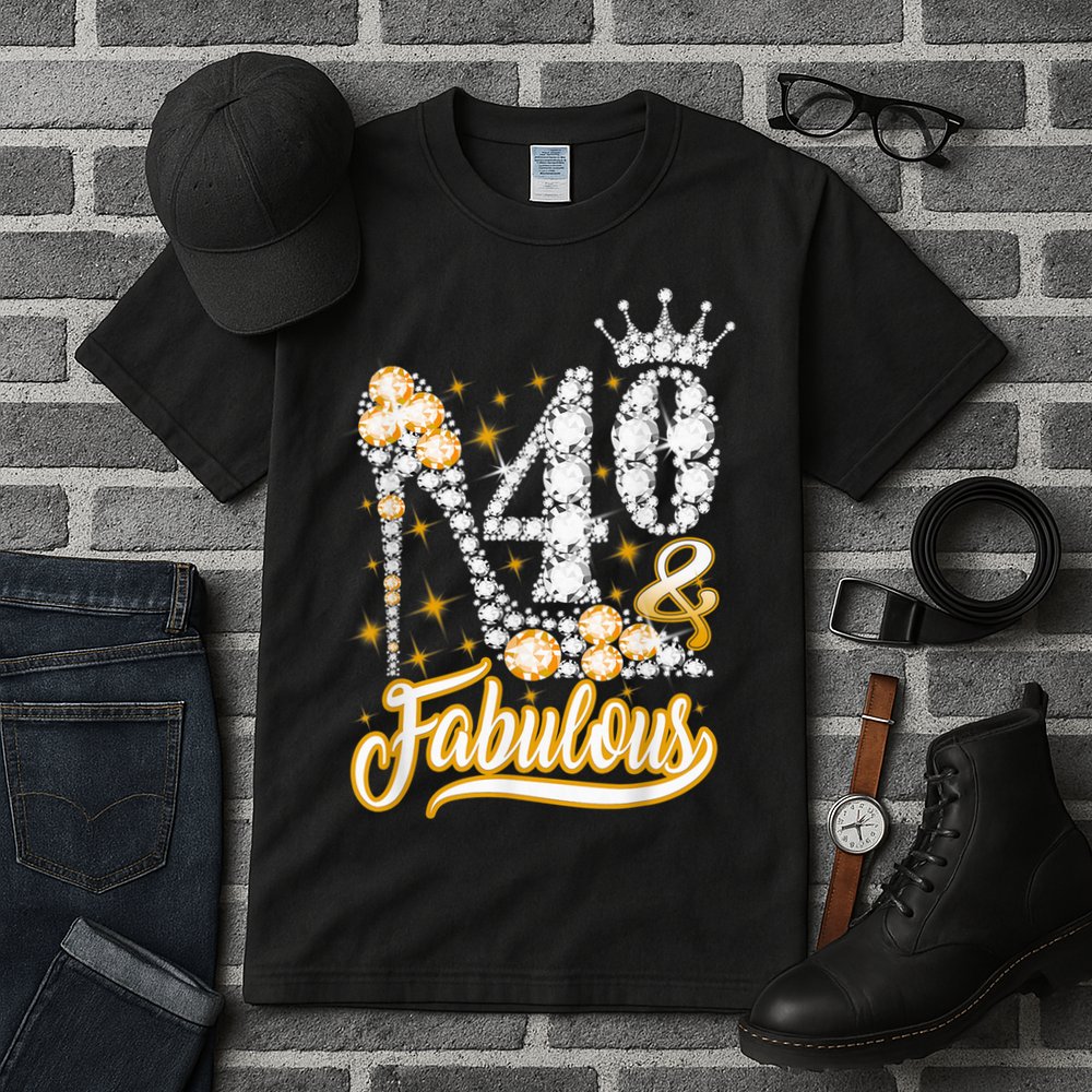 40 & Fabulous 40 Years Old 40th Birthday Diamond Crown Shoes Tall T-Shirt
