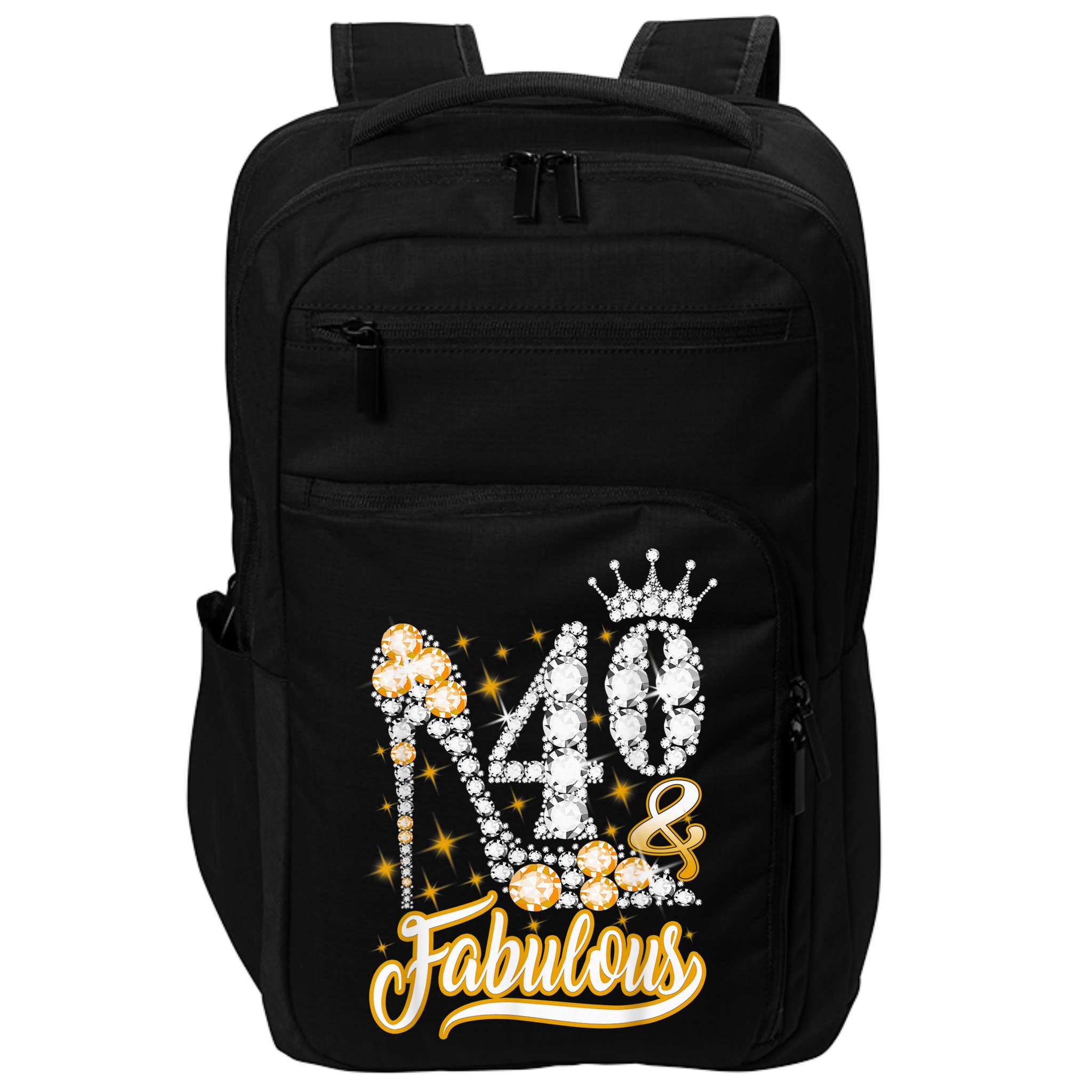 40 & Fabulous 40 Years Old 40th Birthday Diamond Crown Shoes Impact Tech Backpack