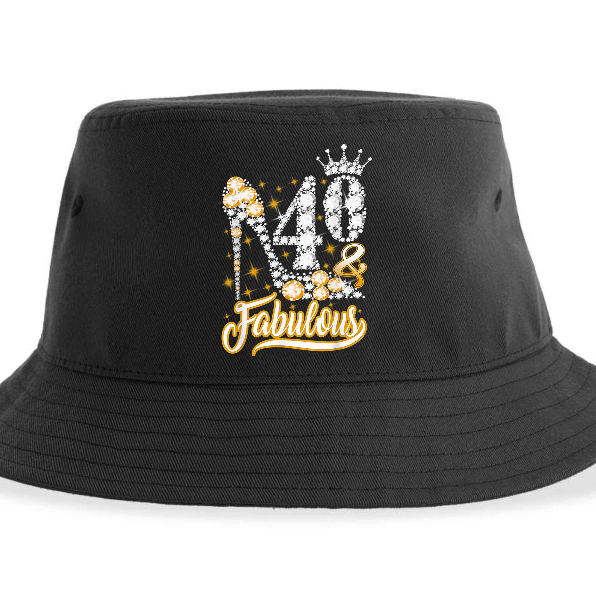40 & Fabulous 40 Years Old 40th Birthday Diamond Crown Shoes Sustainable Bucket Hat