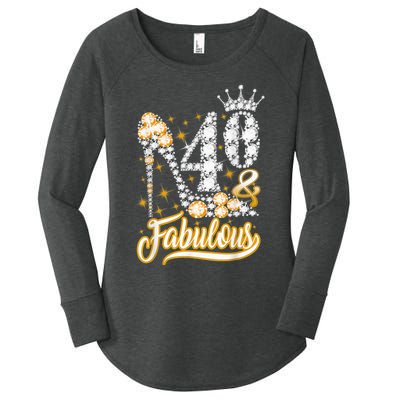 40 & Fabulous 40 Years Old 40th Birthday Diamond Crown Shoes Women's Perfect Tri Tunic Long Sleeve Shirt