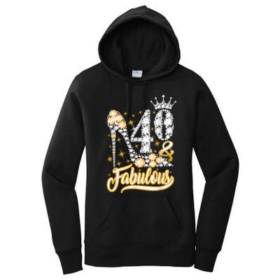 40 & Fabulous 40 Years Old 40th Birthday Diamond Crown Shoes Women's Pullover Hoodie