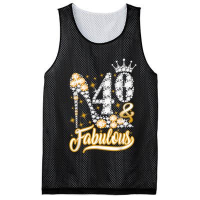 40 & Fabulous 40 Years Old 40th Birthday Diamond Crown Shoes Mesh Reversible Basketball Jersey Tank