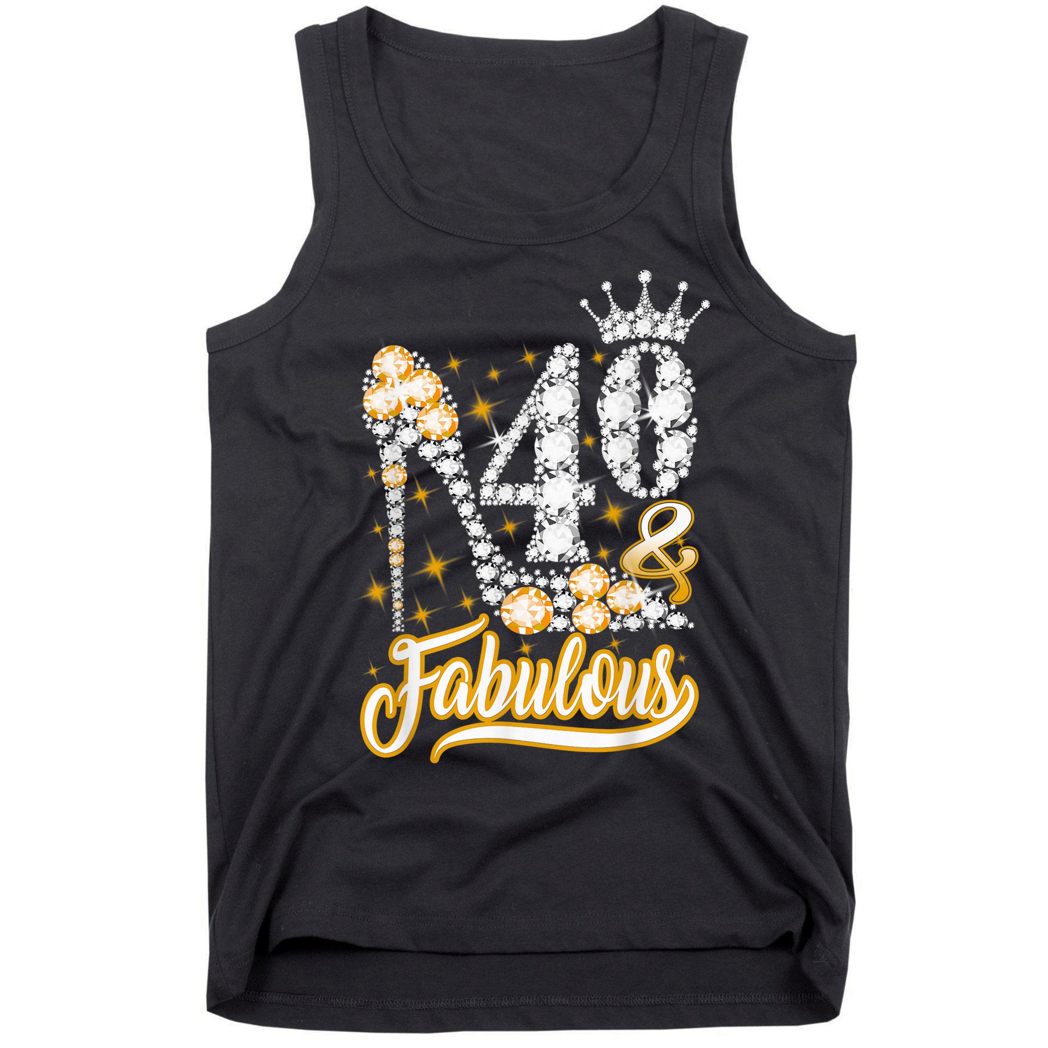 40 & Fabulous 40 Years Old 40th Birthday Diamond Crown Shoes Tank Top