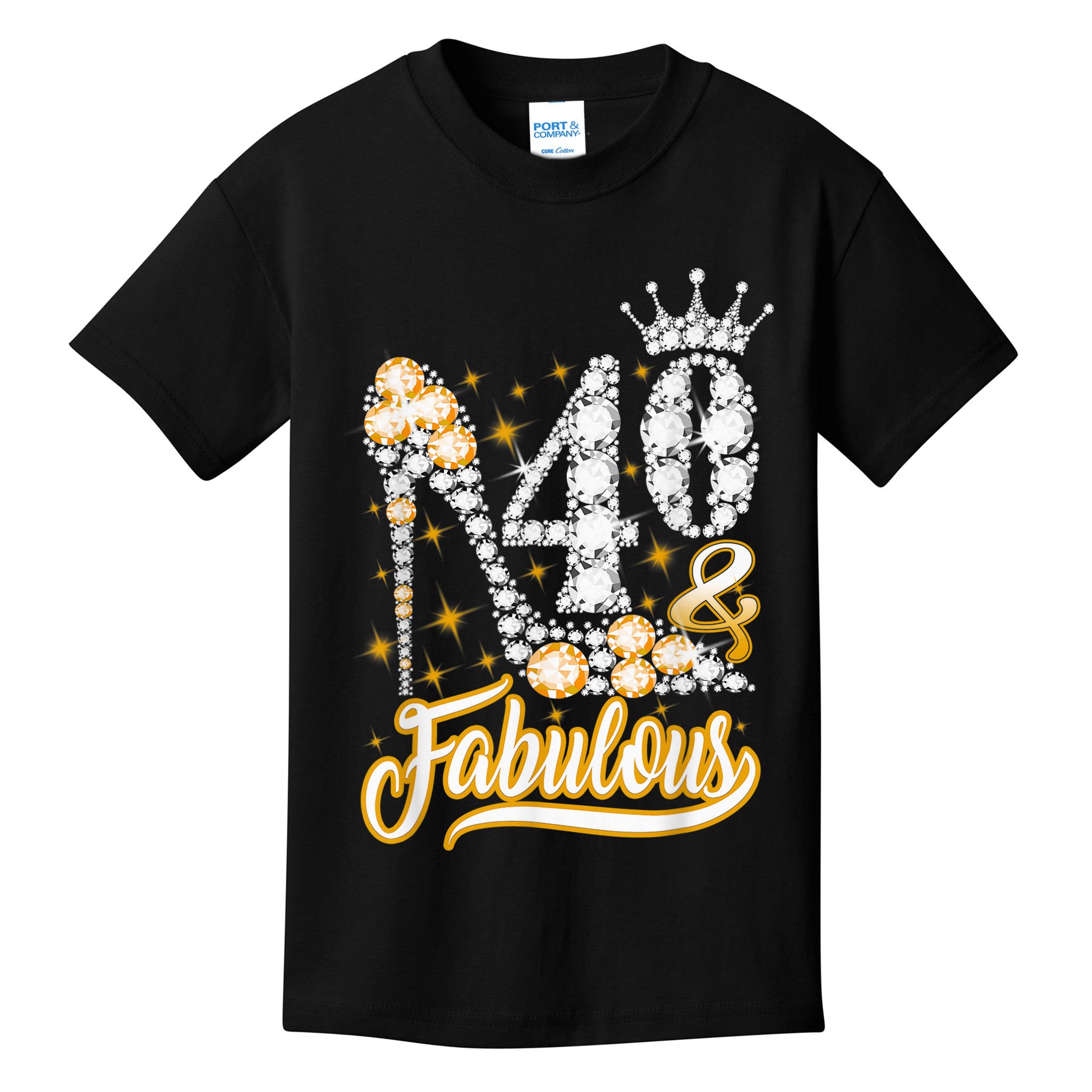 40 & Fabulous 40 Years Old 40th Birthday Diamond Crown Shoes Kids T-Shirt