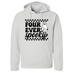 4th Fourth Birthday Four Year Old Halloween Four Ever Spooky Performance Fleece Hoodie