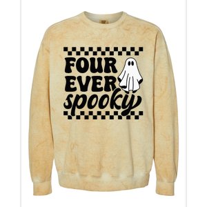 4th Fourth Birthday Four Year Old Halloween Four Ever Spooky Colorblast Crewneck Sweatshirt