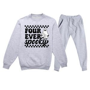 4th Fourth Birthday Four Year Old Halloween Four Ever Spooky Premium Crewneck Sweatsuit Set