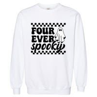 4th Fourth Birthday Four Year Old Halloween Four Ever Spooky Garment-Dyed Sweatshirt