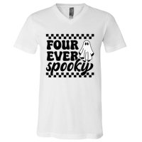 4th Fourth Birthday Four Year Old Halloween Four Ever Spooky V-Neck T-Shirt