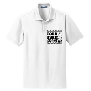 4th Fourth Birthday Four Year Old Halloween Four Ever Spooky Dry Zone Grid Polo