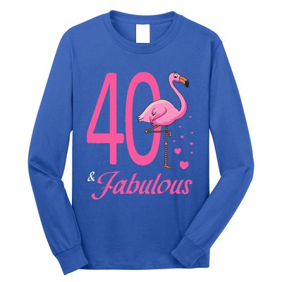 40 & Fabulous Flamingo Birthday 40th Party Celebration Long Sleeve Shirt