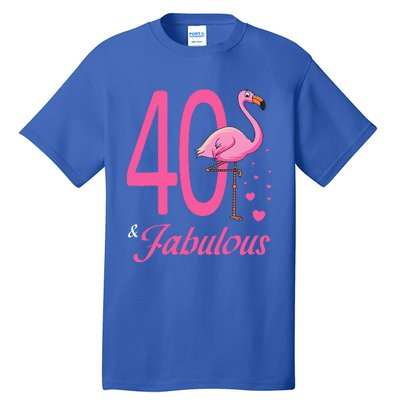 40 & Fabulous Flamingo Birthday 40th Party Celebration Tall T-Shirt