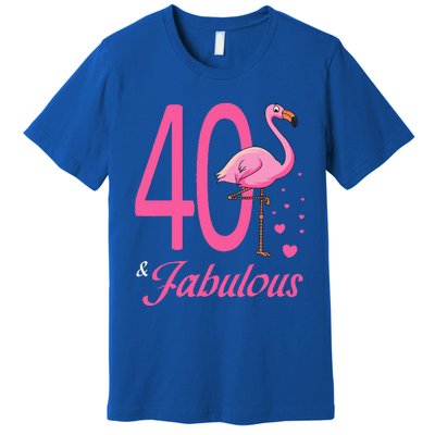 40 & Fabulous Flamingo Birthday 40th Party Celebration Premium T-Shirt