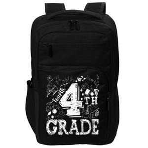 4th Fourth Grade Typography Team Kids Teacher Back To School Impact Tech Backpack