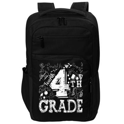 4th Fourth Grade Typography Team Kids Teacher Back To School Impact Tech Backpack