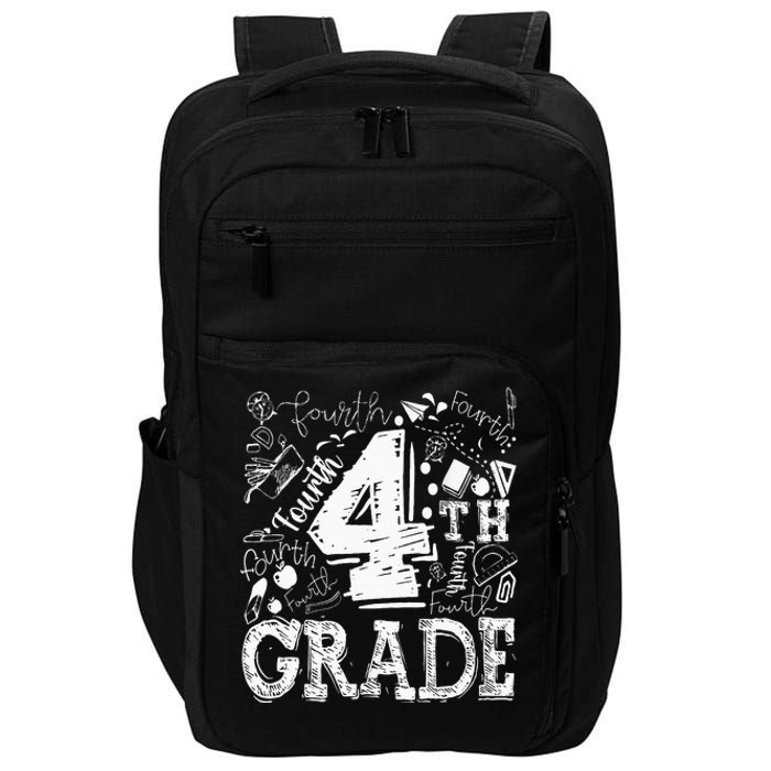 4th Fourth Grade Typography Team Kids Teacher Back To School Impact Tech Backpack