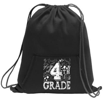 4th Fourth Grade Typography Team Kids Teacher Back To School Sweatshirt Cinch Pack Bag