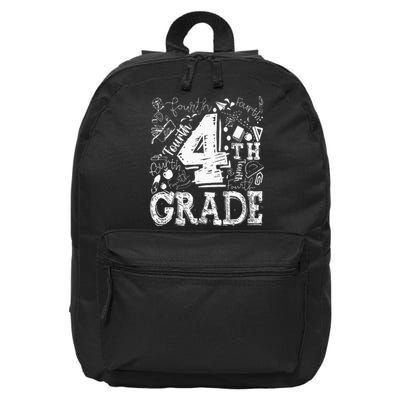 4th Fourth Grade Typography Team Kids Teacher Back To School 16 in Basic Backpack