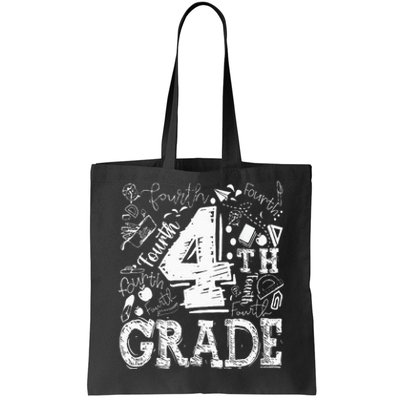 4th Fourth Grade Typography Team Kids Teacher Back To School Tote Bag